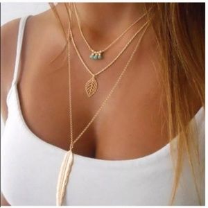 Giuliana + Madison Gold-Tone Layered Feather Beaded Necklace NWT